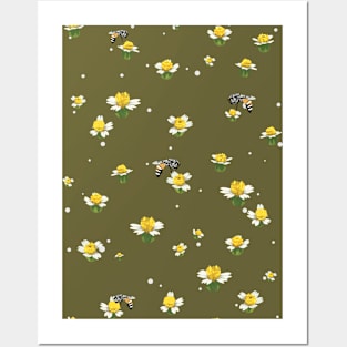 Natural Life Bumble Bee Pattern Posters and Art